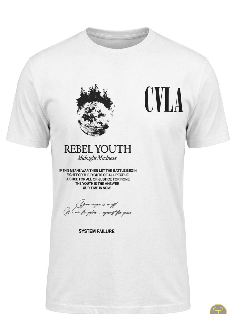CVLA White Graphic Short-Sleeve Two-sided Size Medium Tee